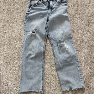Girls Distressed wide leg Light Blue Jeans